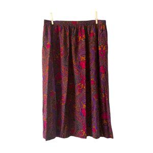 Alfred Dunner Vintage Floral Paisley Purplish Pink Midi Skirt tagged size 18